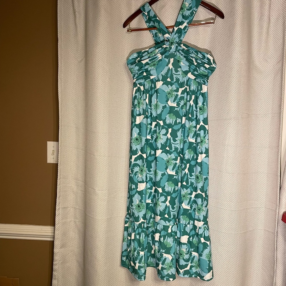 Grace Karin Teal and White Floral Maxi Dress